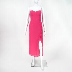 Reformation Kourtney Midi Dress Flambé Pink Slit Size 4